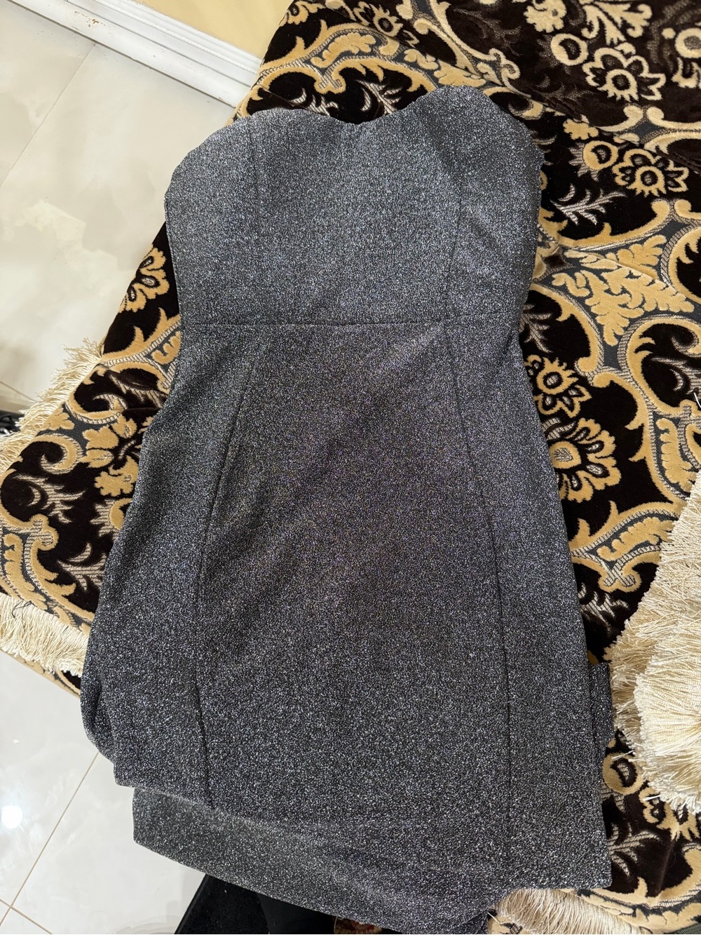 Windsor Strapless Sparkle Maxi Dress - Silver Gray